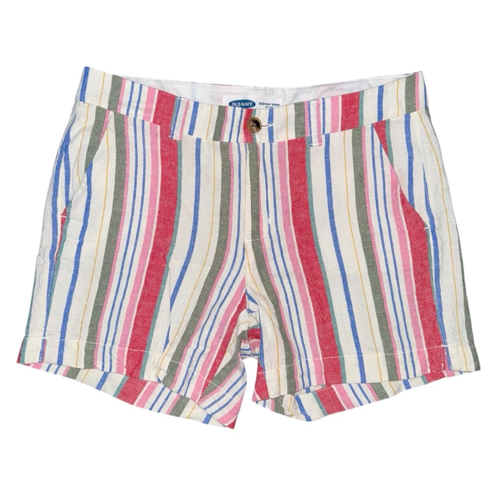 Old Navy Linen Blend Stripe Shorts 5” Inseam Multicolor Women’s 10 Beach Resort
